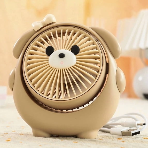 COM1950s Cute Dog Mini Portable Fan, USB Rechargeable Personal Handheld and Desktop Fan, 3 Adjustable Speeds, Small Quiet Fan for Home Office Bedroom Travel