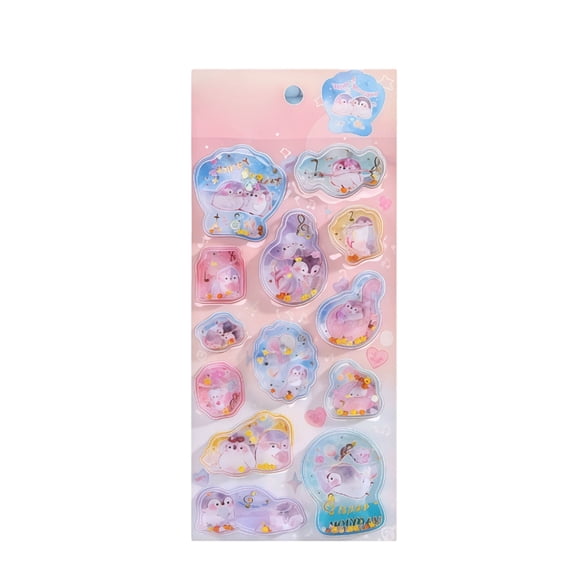 COM1950s Cute Puffy 3D Stickers for Kids, Kawaii Resin Stickers with Glitter, Diy Craft Stickers for Scrapbook Laptop Water Bottle, Creative Art Supplies for Girls Boys