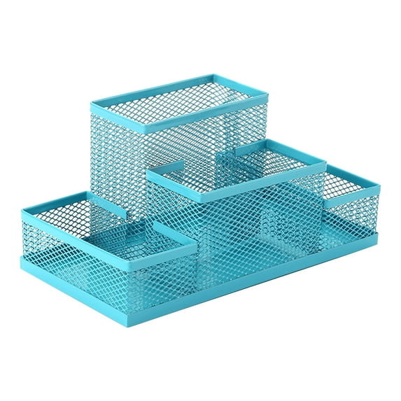 COM1950s Desk Organizers Mesh Pencil Holder,Multifunctional Compartments Black Mesh Pen Holder Storage for Office Desk Accessories,Creative Combination Stationery Pen Medium,4.09X8.03X3.81In