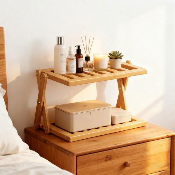 COM1950s Desktop Organizer and Storage Rack,2-Tier Wooden Mug Rack for ...