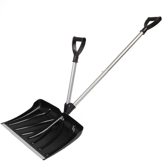 COM1950s Detachable Snow Shovel and Pusher, Wide 18-Inch Blade with Aluminum Wear Strip and Auxiliary Handle for Efficient Snow Removal, Ergonomic Design for Driveway and Sidewalk