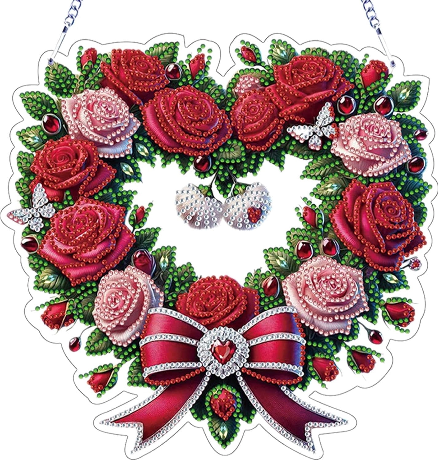 COM1950s Diamond Painting Hanging Decor, Valentine's Day Rose Heart ...