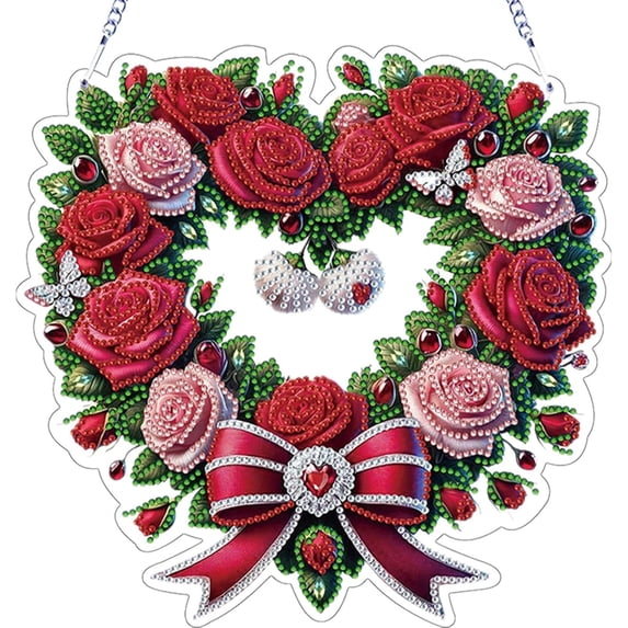 COM1950s Diamond Painting Hanging Decor, Valentine's Day Rose Heart ...