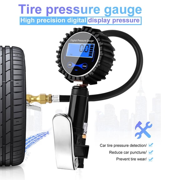 COM1950s Digital Tire Pressure Gauge with LCD Display, Accurate Readings in PSI, KPA, Bar, kg/cm², Backlit Screen for Night Use, Auto Shutoff to Save Battery, for Cars, Trucks, Motorcycles, Bikes