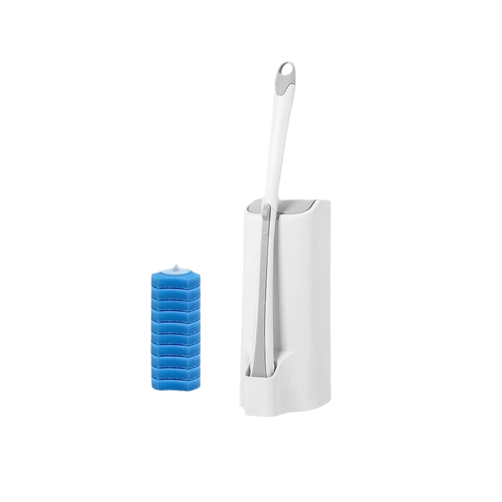 COM1950s Disposable Toilet Brush Set with Replaceable Heads, Touchless Toilet Bowl Cleaning System for Bathroom, Compact Storage with Base and 8 Refill Heads