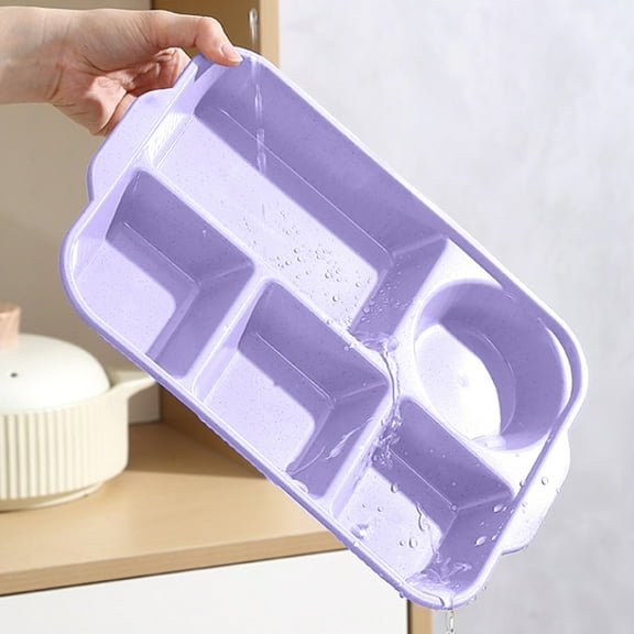 COM1950s Divided Plate,5 Compartment Portion Control Tray,Microwave and Dishwasher Safe,Reusable Plastic Dinnerware for Adults,Family Parties,Camping and Picnics,Stackable Design Prevents Spills