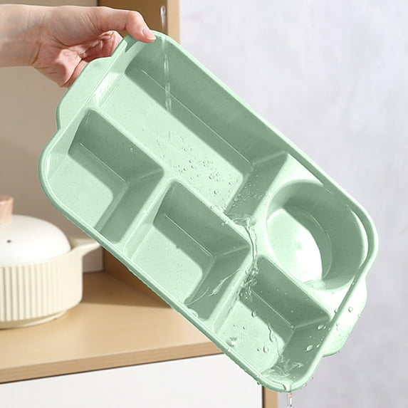 COM1950s Divided Plate,5 Compartment Portion Control Tray,Microwave and Dishwasher Safe,Reusable Plastic Dinnerware for Adults,Family Parties,Camping and Picnics,Stackable Design Prevents Spills