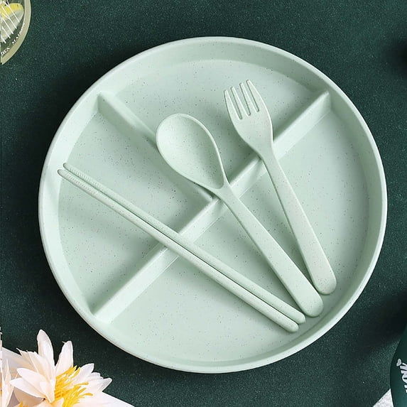 COM1950s 8.7in 3-Compartment Divided Plate | Microwave & Dishwasher Safe | BPA-Free Plastic Sectioned Meal Tray for Kids & Adults (Only Dinner Plates, Excluding Tableware)