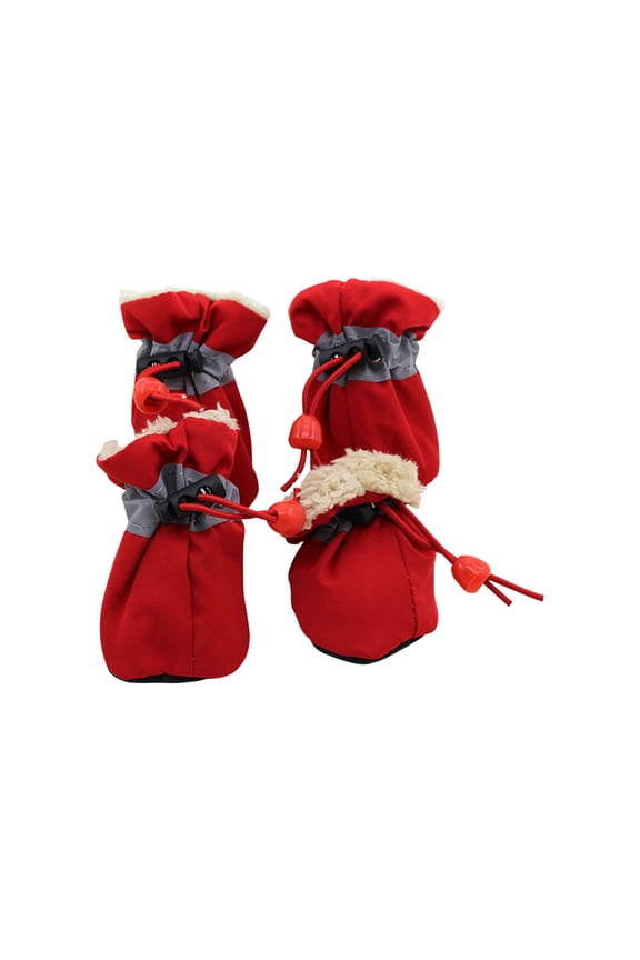 Dog Boots with Reflective Strips for Small Medium Dogs, Fleece Lined Pet Paw Protectors with Anti Slip Sole, Adjustable Drawstring Closure for Outdoor Walks Winter Snow