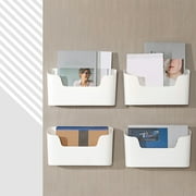 COM1950s No Drilling File Holder Mail Organizer Wall Mount File Organizer Holder Office Wall Hanging Files Magazines Organizer Door Mount Wall Pocket Organizer with Adhesive Pad,Off-White (1 Count)