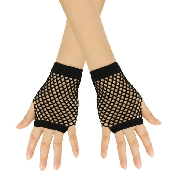 Bovemsi Gloves for Women Short Fishnet Fingerless Fish Net Mesh Goth 80s Scene Accessories Party Gloves