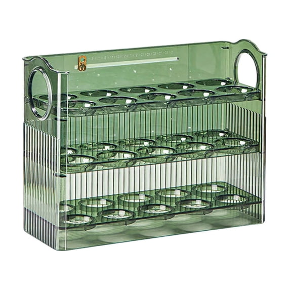 COM1950s Egg Holder for Refrigerator, 30 Egg Storage Container for Fridge Door, Stackable Plastic Egg Tray with Automatic Side Dispensing, Kitchen Organization and Space Saving