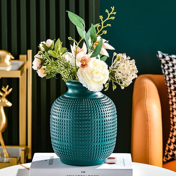 COM1950s European Style Decorative Vase,Modern Home Centerpiece for Tabletop Decor,Gift-Ready Flower Display with Protective Bag