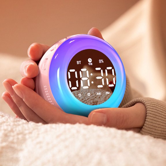 COM1950s Extra Large Desk Calendar Led Electronic Bedroom Alarm Clock 12/24 Hours Alarm Calendar Temperature Adjustable Brightness Colorful Big Screen Desk Clock Digital Alarm Clock for Bedroom