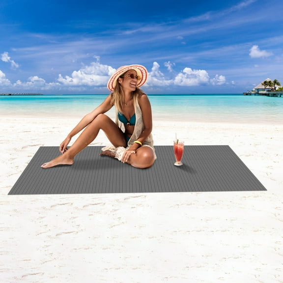 COM1950s Extra-Large Sandproof Picnic Mat,3-Layer Waterproof Blanket for Group Camping and Beach Parties