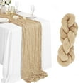 thumbnail image 1 of COM1950s Extra Long Table Runner Cheesecloth Table Runner Boho Gauze Cheese Cloth Table Runner 35X157 Inch Long Romantic Sheer Table Runner for Wedding Bridal Baby Shower Birthday Party, 1 of 9