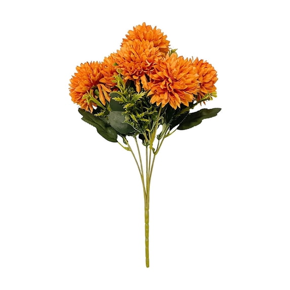 COM1950s Faux Chrysanthemum Bouquet, Artificial Bush Bundle with Plastic Stems, Realistic Fake Flowers for Wedding Bridal Home Farmhouse Decor