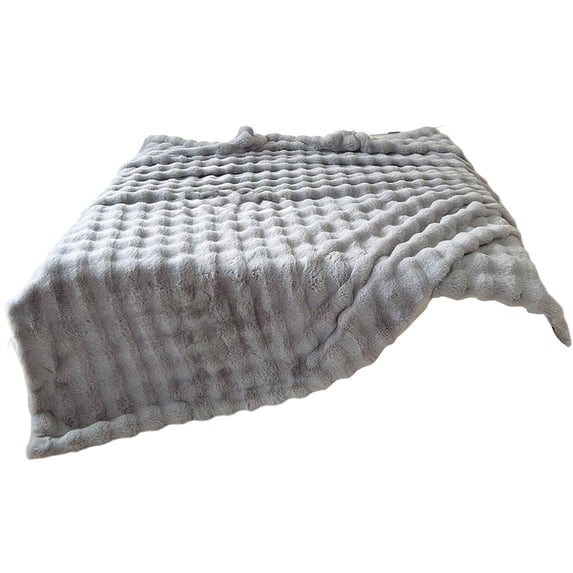 COM1950s Faux Fur Throw Blanket, Soft Plush Cozy Bed Blanket, Fuzzy Fluffy Warm Layer for Couch Sofa, All Season Double-Sided Solid Color Decorative Blanket 55X78 Inches