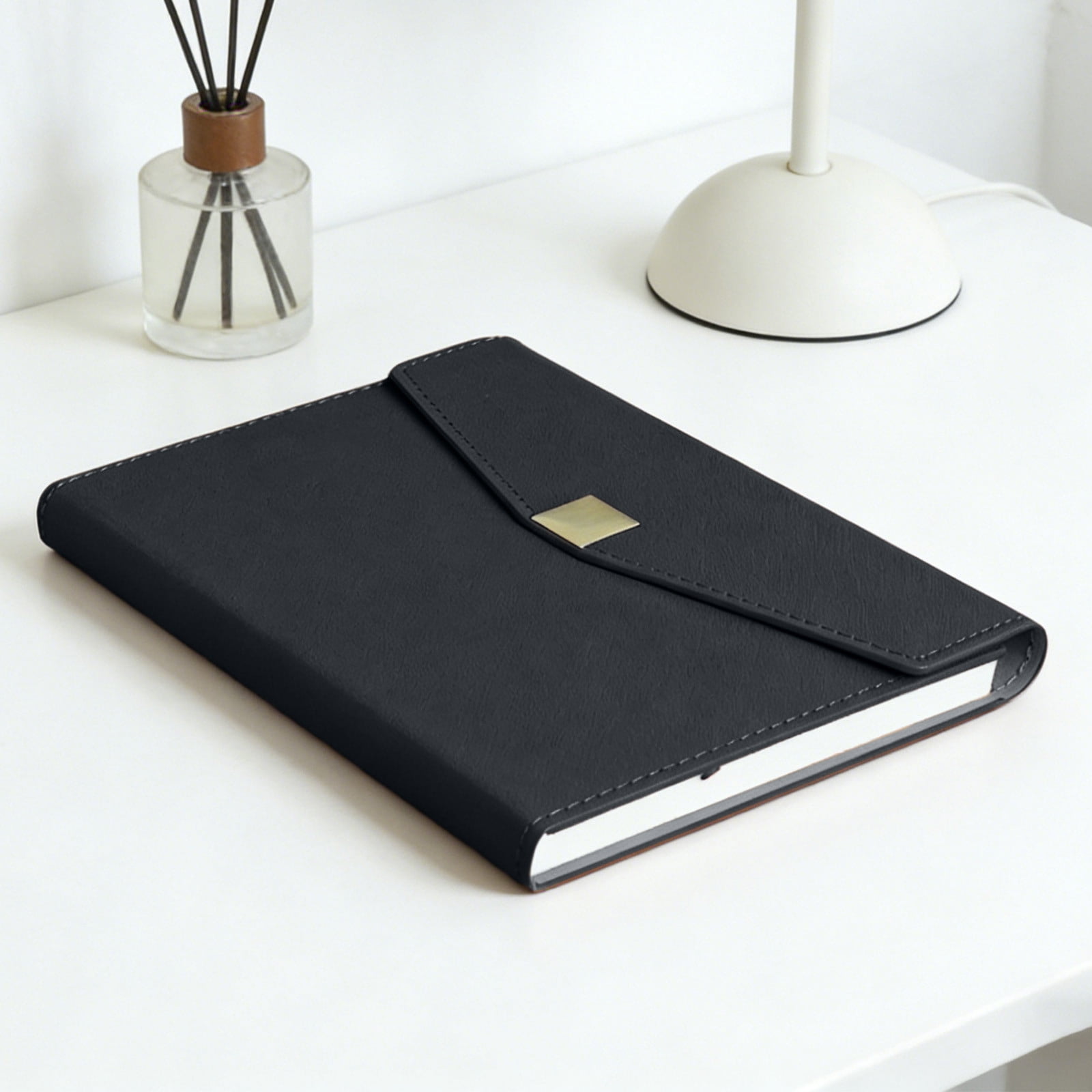 COM1950s Faux Leather A5 Notebook, Metal Ring Binder Notebook With Thick Paper, Refillable Journal For Business And School Use