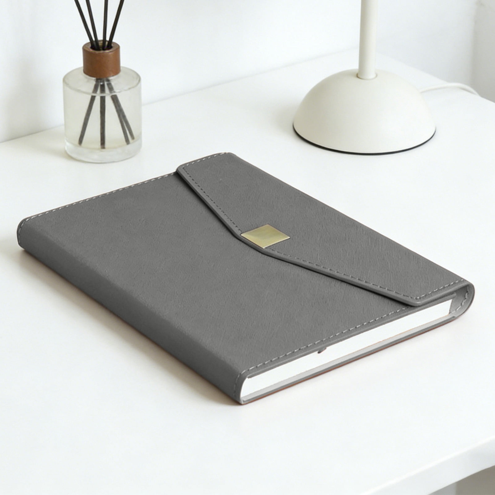 COM1950s Faux Leather A5 Notebook, Metal Ring Binder Notebook With Thick Paper, Refillable Journal For Business And School Use