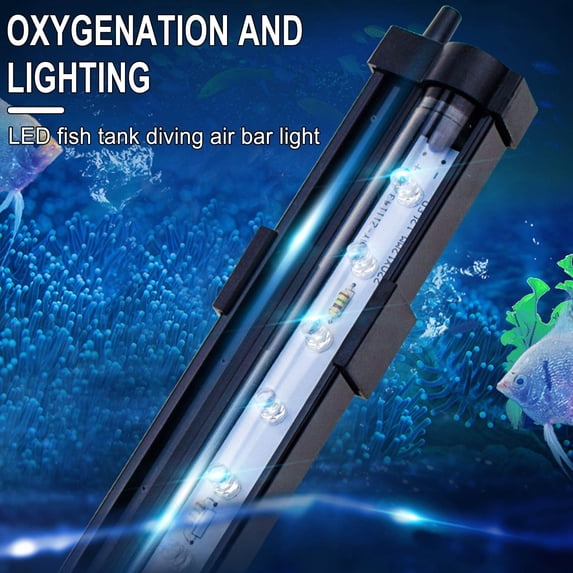 COM1950s Fish Tank Led Light Aquarium Bubble Light, Led Fish Tank Light, Ip68 Submersible Led Aquarium Lamp with for Turtle Tank, Shrimp (Without Remote) Aquarium Lights for Fish Tank