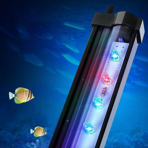 COM1950s Fish Tank Led Light Aquarium Bubble Light, Led Fish Tank Light, Ip68 Submersible Led Aquarium Lamp with for Turtle Tank, Shrimp (Without Remote) Aquarium Lights for Fish Tank