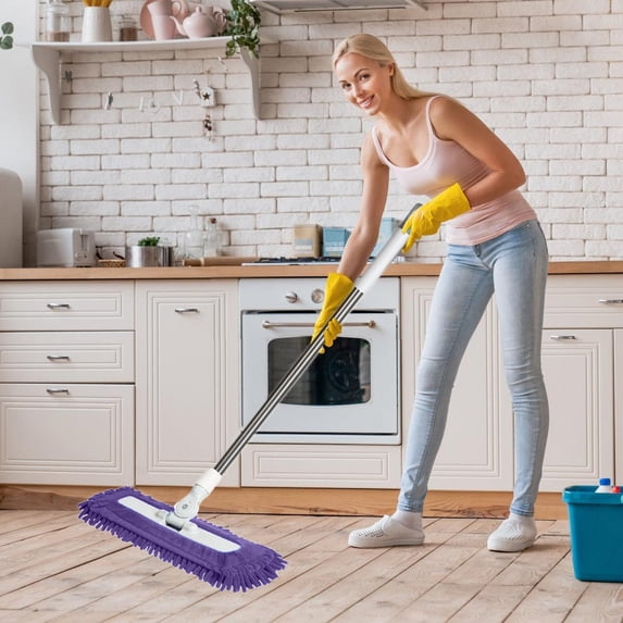 COM1950s Flat Mop with Rotating Head, Hands-Free Washing Wet and Dry ...
