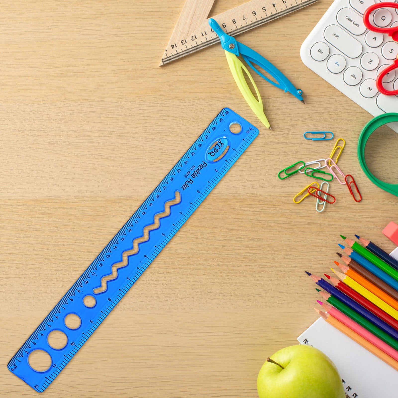 COM1950s Flexible Bendable Ruler,12 Inch Shatterproof Soft Ruler with ...