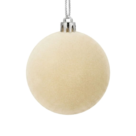 COM1950s Flocked Christmas Ball Ornaments, Shatterproof Velvet Tree Decorations with Hanging String for Holiday Party and Home Display