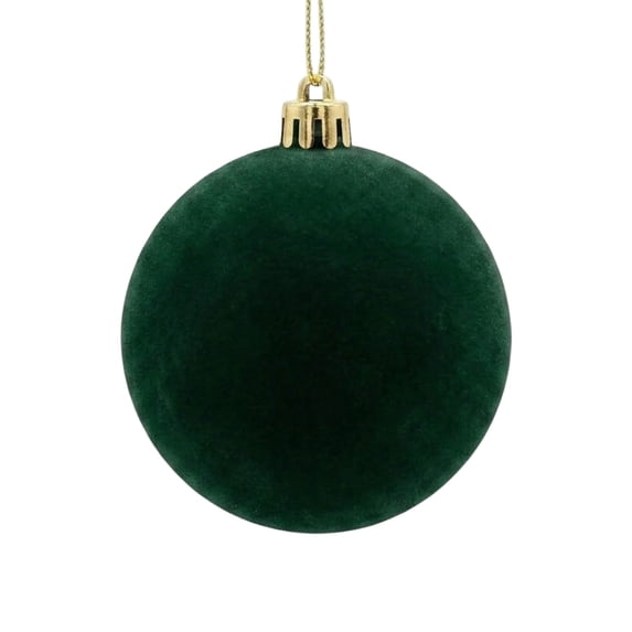 COM1950s Flocked Christmas Ball Ornaments, Shatterproof Velvet Tree Decorations with Hanging String for Holiday Party and Home Display
