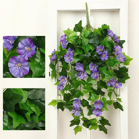 COM1950s Flower Pots Outdoor,Simulated Artificial Flowers Multibunch Artificial Morning Glories Artificial Outdoor Flowers Suitable for Indoor/Outdoor Hanging Flower Pot
