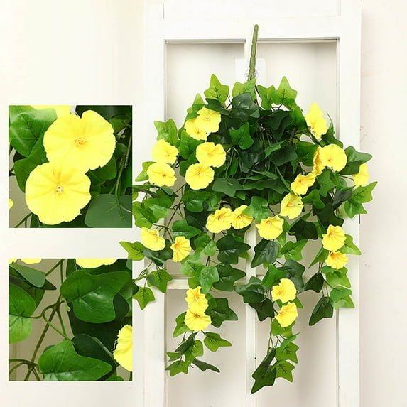 COM1950s Flower Pots Outdoor,Simulated Artificial Flowers Multibunch Artificial Morning Glories Artificial Outdoor Flowers Suitable for Indoor/Outdoor Hanging Flower Pot