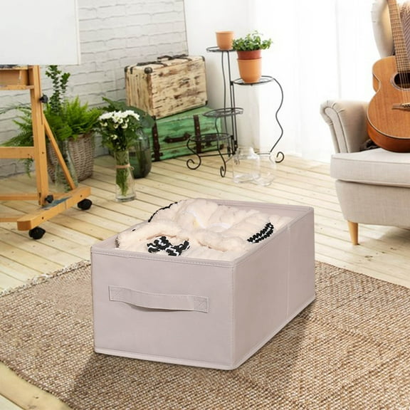 COM1950s Foldable Fabric Storage Organizer Drawers for Closet Bedroom,Collapsible Multi Compartment Organizer with Partitions,Sturdy Cotton Clothes Pants Storage Bin