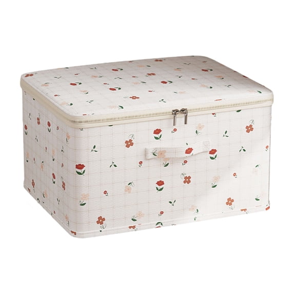 COM1950s Foldable Storage Bins with Lids, Collapsible Oxford Cloth Storage Boxes for Clothes, Large Capacity Organizer Cubes with Handles for Bedroom Closet, Floral Pattern