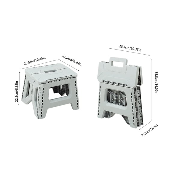 COM1950s Folding Step Stool, Heavy Duty Plastic Foldable Step Stool with Handle, Space Saving Non Slip Stepping Stool for Kitchen Bathroom and Home Use