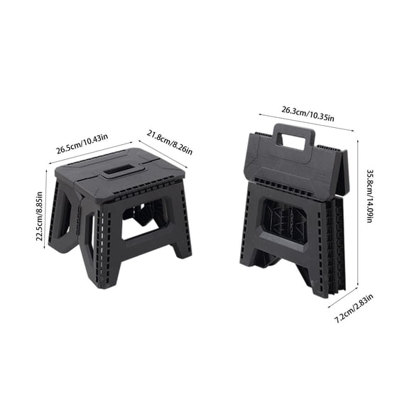 COM1950s Folding Step Stool, Heavy Duty Plastic Foldable Step Stool with Handle, Space Saving Non Slip Stepping Stool for Kitchen Bathroom and Home Use