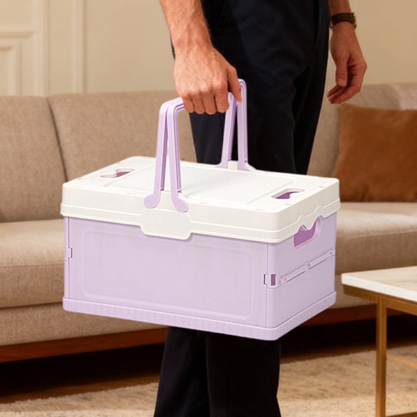 COM1950s Folding Storage Box with Handle, Collapsible Organizer for Car ...