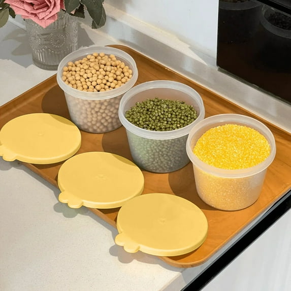 COM1950s Food Storage Containers,Plastic Storage Jars for Kitchen Pantry Organization,Compact 10 Oz Sealing Jars with Airtight Lids and Easy Grip Handles