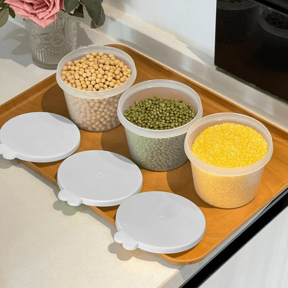 COM1950s Food Storage Containers,Plastic Storage Jars for Kitchen Pantry Organization,Compact 10 Oz Sealing Jars with Airtight Lids and Easy Grip Handles