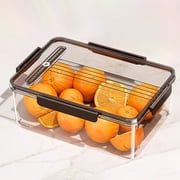 COM1950s Food Storage Containers,Refrigerator Organizer with Sealed Lid,Stackable for Vegetables Eggs and Frozen Foods,Space Saving Kitchen Storage Box,11 X 6.5 X 5.2 Inches