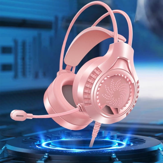 COM1950s Gaming Headset with Illumination,Wired Design Featuring Noise Cancelling Microphone & Adjustable Headband,Usb Powered for Stable Connection,5.8 Feet Cable Length,Compatible with Pc,Laptop