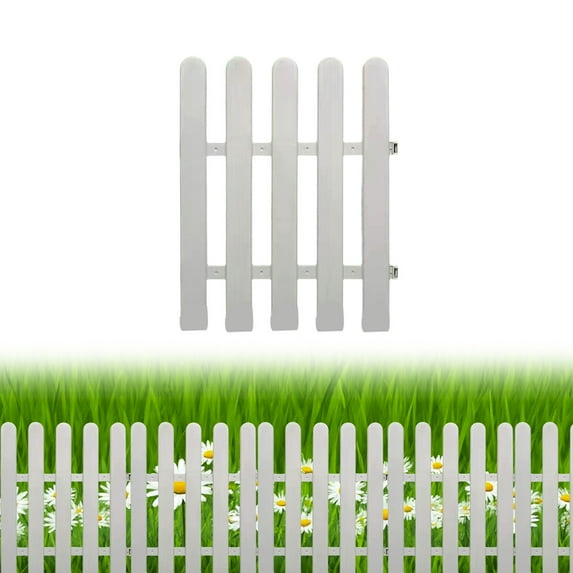 COM1950s Garden Fence,Plastic Lawn Edging Border,19.7 X 15.8 Inch Decorative Yard Fencing for Flowerbeds,Modular Landscape Divider,Easy Install White Fencing