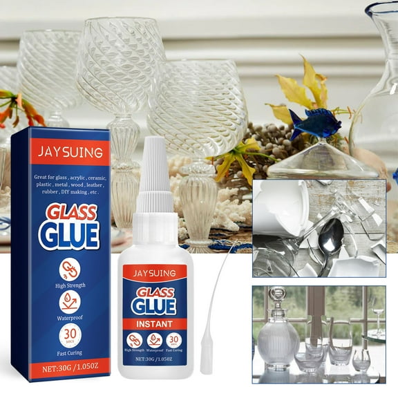 COM1950s Glass Repair Adhesive, Clear Acrylic Glue for Glass, Ceramic, Plastic