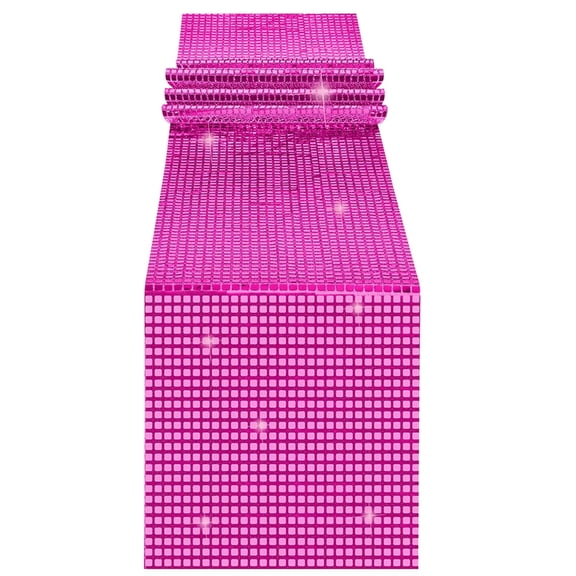 COM1950s Glitter Table Runner for Parties, 12X70 Inch Mirror Sequin Table Runner, Sparkly Disco Decor for Bachelorette, 70S Themed Birthday Party Decorations