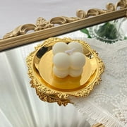COM1950s Gold Trays for Dessert Table Retro European Style Gold Metal Plates with Exquisite Small Plates Jewelry Tray Photo Props Dessert Plates
