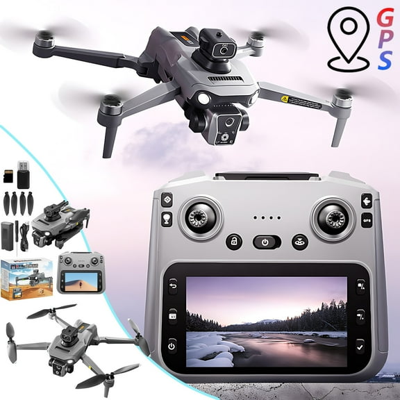 COM1950s Gps Drone with Airdrop Function,4.5 Inch Touch Screen Remote Control,2K Hd Camera for Stunning Videos,500M Range and 20 Min Flight,Foldable Rc Quadcopter for Adults Teens Beginners