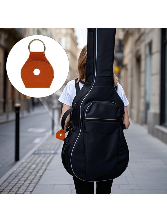 Guitar Pick Holder Keychain, Leather Pouch for Picks and Coins, Compact and Lightweight Accessory for Musicians