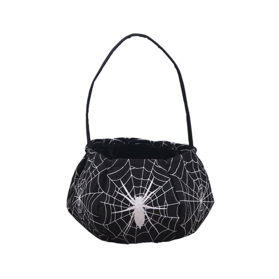 COM1950s Halloween Candy Bag and Decorations,Reusable Treat Bags with Handles for Holiday Parties,Pumpkin Ghost Print Cloth Storage Tote,11 X 8.7 Inches