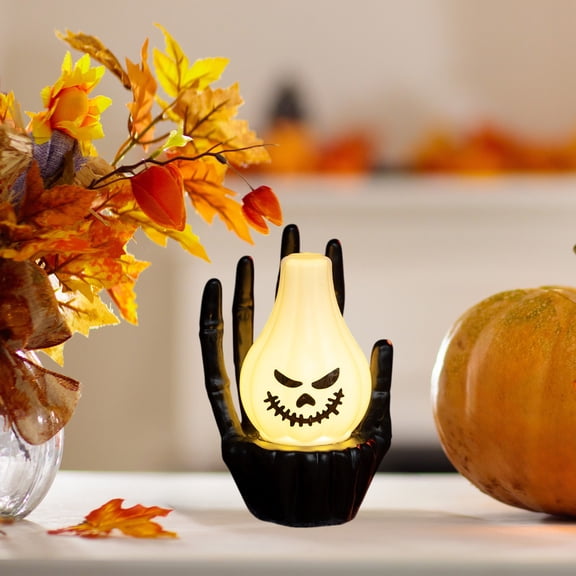 COM1950s Halloween Glowing Ghost Hand Night Light,Battery Operated Safe Flameless Decoration,Multi Use for Home Party Decor and Hanging Ornament