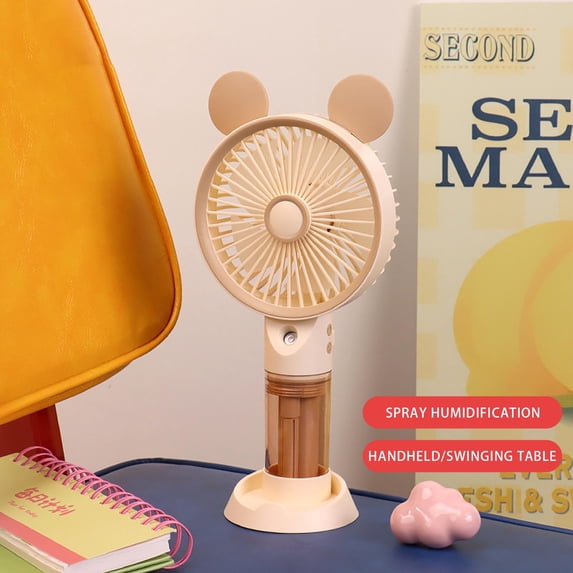 COM1950s Handheld Misting Fan, Portable Personal Cooling Fan with Mist Spray, USB Rechargeable, 3 Speeds, for Travel, Office, Outdoor, Home